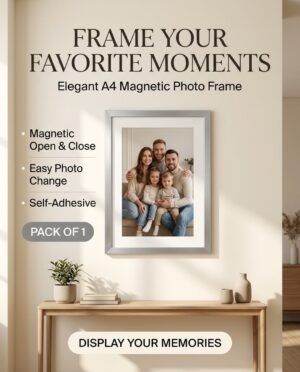 Silver magnetic photo frame pack of 1