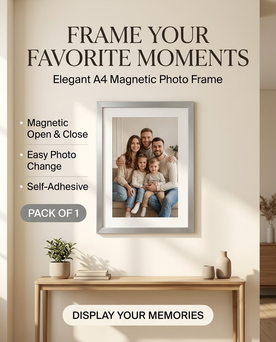Silver Magnetic Photo Frame Pack of 9