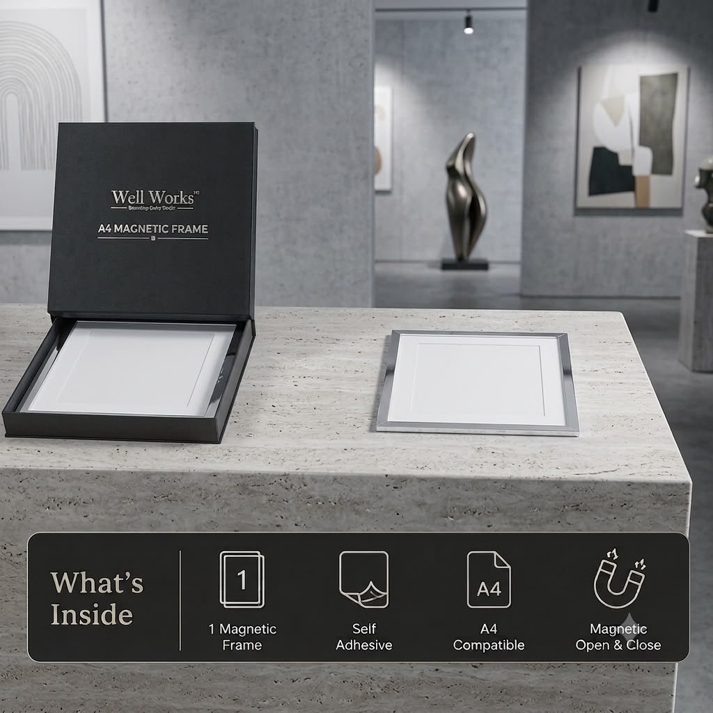 A4 Silver Magnetic Frame product in package