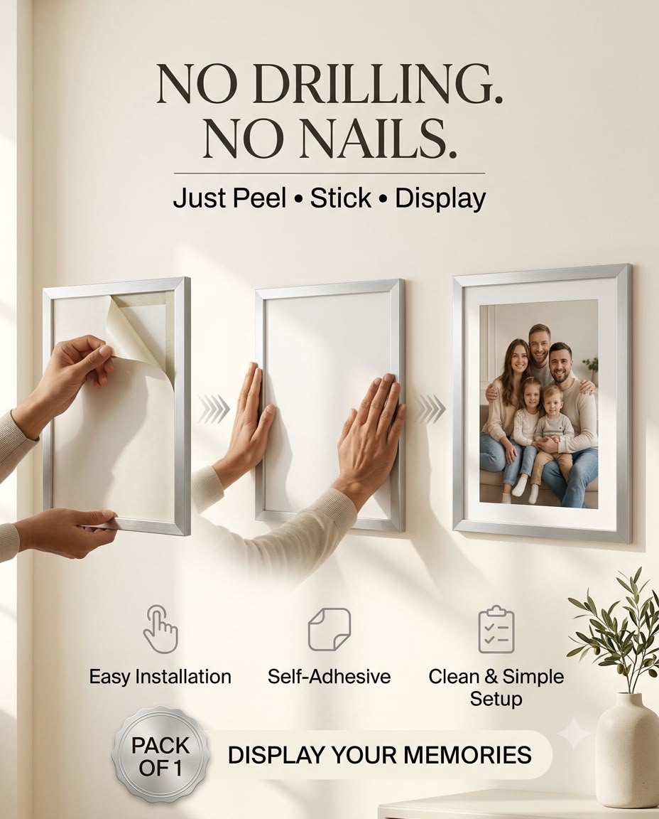 Silver Magnetic frame display showcase
